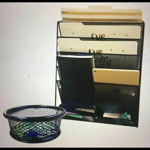Hanging File Organizer & Paper Clip Holder & Clips